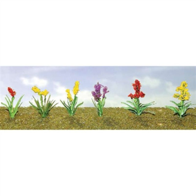 Set of 12 detailed flower plants for HO scale model scenery, adding vibrant life to dioramas and train layouts.