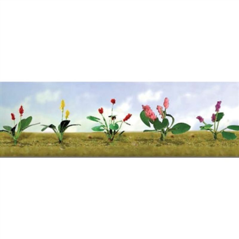 Assorted flower plants set for model scenery, featuring vibrant colors and lifelike designs, perfect for dioramas and miniatures.