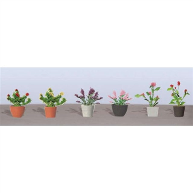 Vibrant assorted flower plants for model scenery, perfect for dioramas and O gauge layouts.