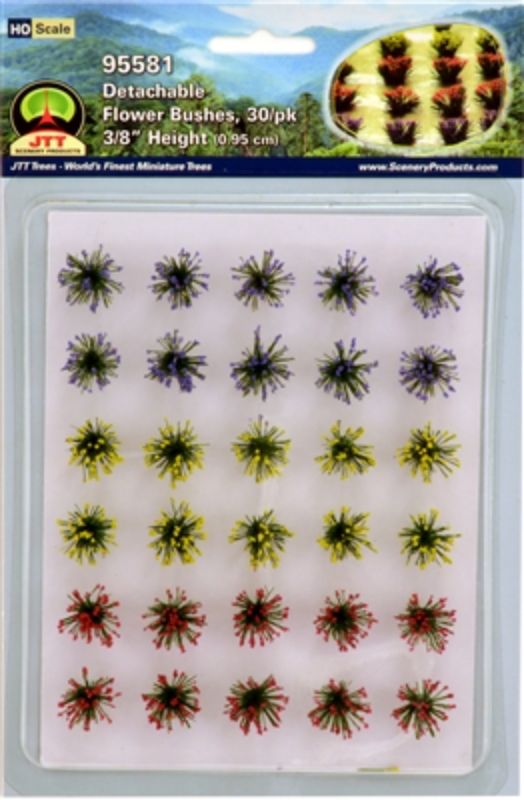 HO scale detachable FlowerBush for model scenery, realistic floral details, perfect for enhancing landscapes.