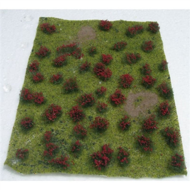 Vibrant flower meadow scenic sheet, perfect for realistic model landscapes in railway dioramas and miniature scenes.