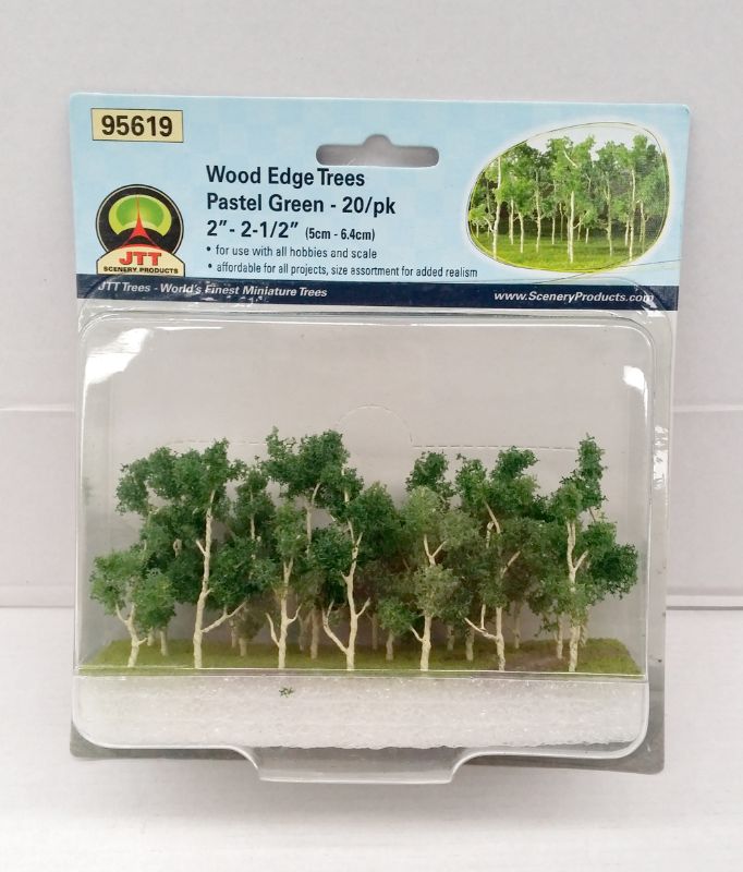 JJT Model Scenery - N: Wood Edge Trees Pst Grn(20)