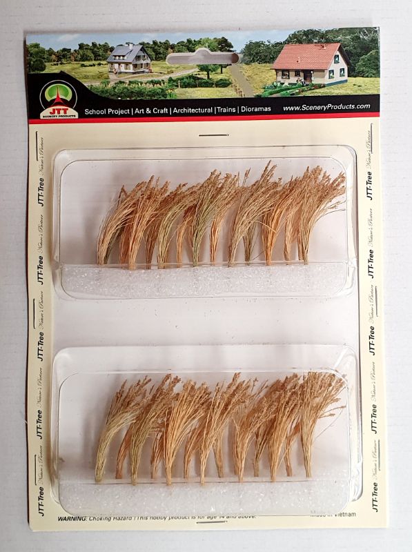 Realistic 2-inch wheat stalks for enhancing model railways and dioramas with vibrant agricultural scenery.