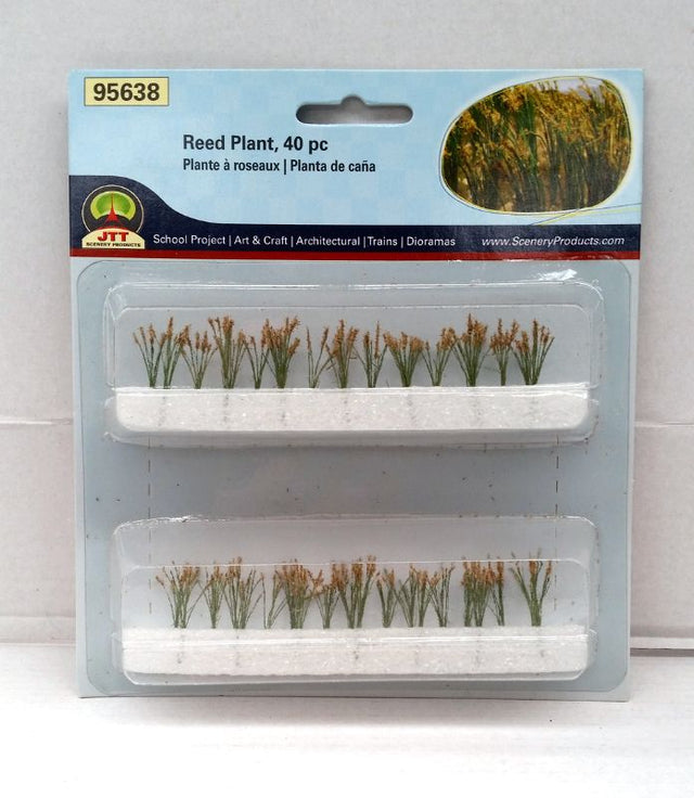 Pack of 40 realistic HO scale reeds for enhancing model railways and dioramas with natural vegetation detail.