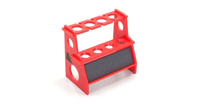 Red zShock Pits Holder designed for organizing and holding pit tools and accessories.