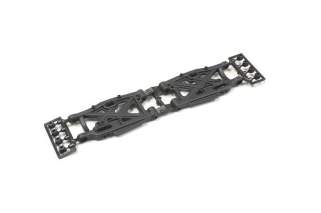 Kyosho MP9 RR lower suspension arms for enhanced RC performance and stability on rough terrain.