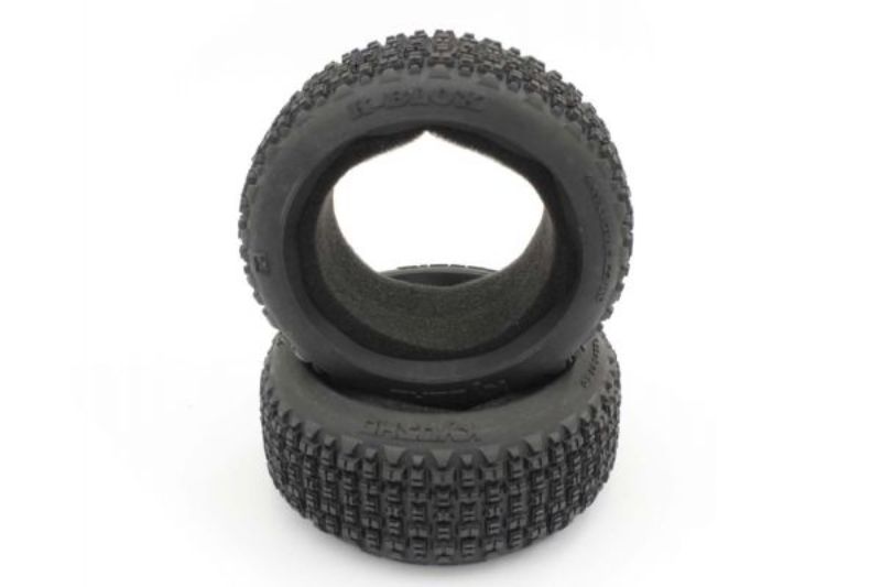High-quality Kyosho 1/8 K Blox Tyres (2) for superior grip and control in RC cars, ideal for various terrains.