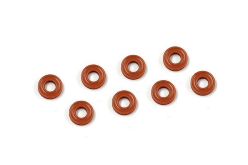 Durable orange grooved O-rings for RC vehicles, ensuring tight seals and optimal performance in shock absorbers and diffs.