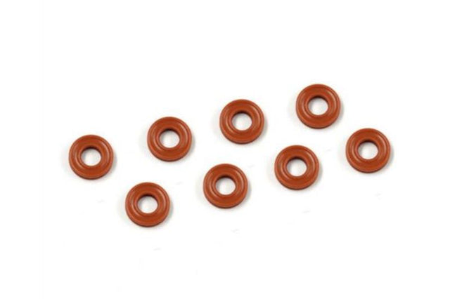 Durable orange grooved O-rings for RC vehicles, ensuring tight seals and optimal performance in shock absorbers and diffs.