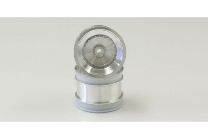 Kyosho zScrpn RR Rims in satin chrome, designed for durability and performance in RC racing vehicles.