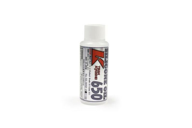 Kyosho Silicone Oil 650 80cc, ideal for RC vehicles, enhances dampening for optimal shock absorber performance.