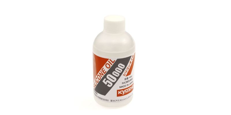 Kyosho Silicone Oil #50000 40cc, premium lubricant for RC vehicles, enhances shock absorption and performance.