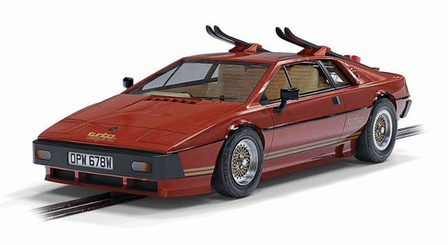 Scalextric Bond Lotus Esprit Turbo slot car, detailed 1/32 scale replica from 'For Your Eyes Only' with ski features.