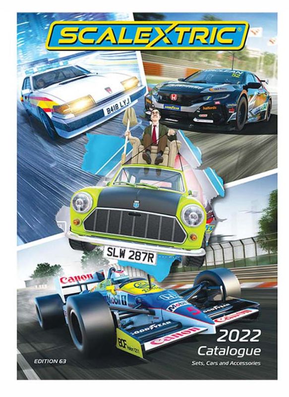 Scalextric 2022 Catalogue showcasing slot cars, tracks, and accessories for enthusiasts and collectors.
