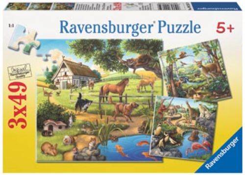 Puzzle - Ravensburger - Forest Zoo & Pets Puzzle 3x49pc