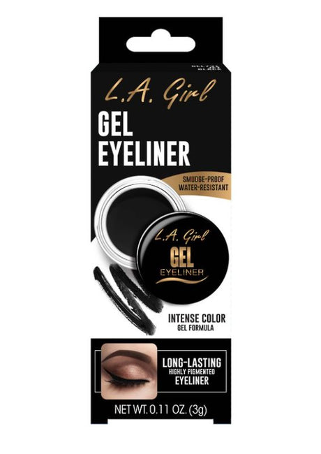 LA Girl Gel Eyeliner in Jet Black, a smooth, waterproof formula for bold, precise lines and all-day wear.