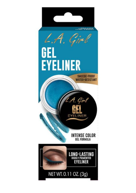 L.A. Girl Gel Eyeliner in Mermaid Teal Frost, featuring a vibrant, smooth, water-resistant, and smudge-proof formula.