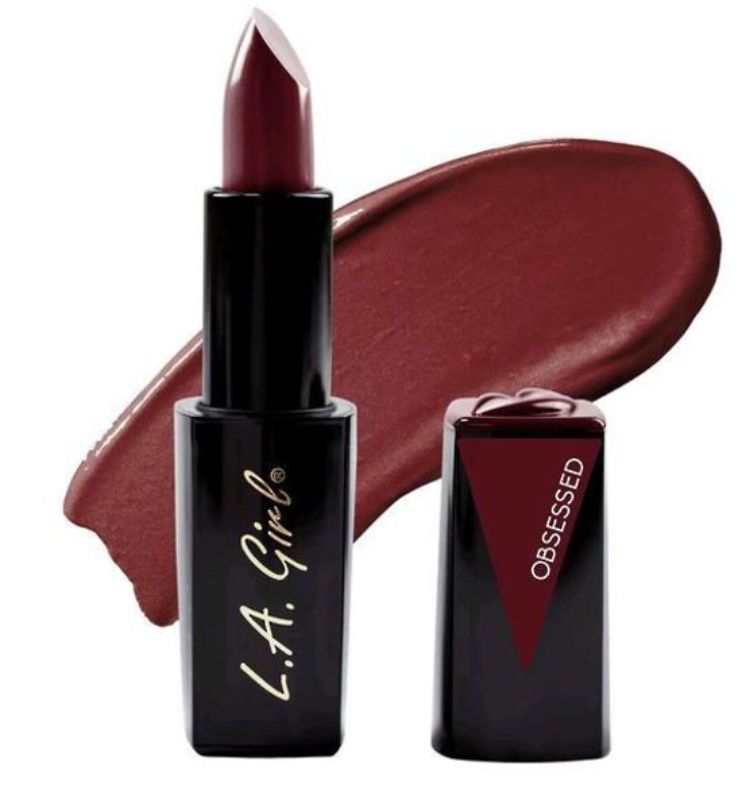 Sleek lipstick in magnetic case, Obsessed shade offers vibrant color, hydration, and a glossy finish with vitamin E.