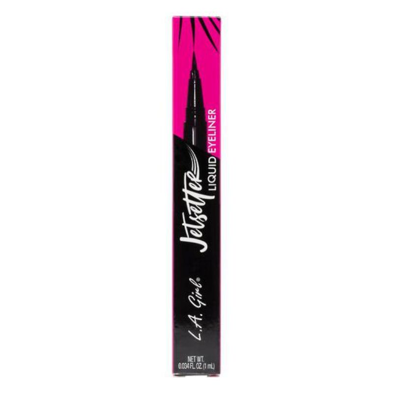 LA Girl Jetsetter Liquid Eyeliner in Black, featuring a precise brush tip for bold or delicate lines with a long-lasting matte finish.