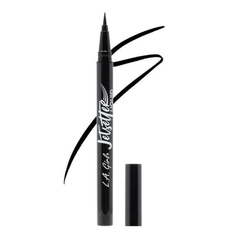 LA Girl Jetsetter Liquid Eyeliner in Black with precise brush tip for bold or thin lines, long-wearing and vegan formula.