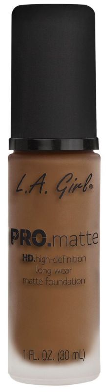 LA Girl Pro Matte Foundation in Deep Tan, offering a smooth, shine-free finish with buildable coverage and nourishing ingredients.