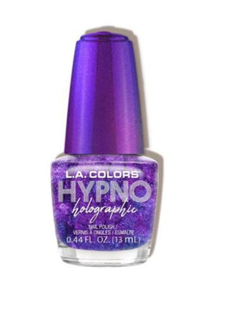 LA Colors Hypno Holographic Nail Polish in Wander, featuring iridescent sparkles for a stunning holographic effect.