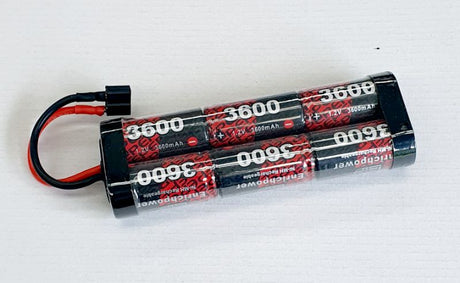 High-capacity 7.2V 3600mAh NiMH battery with Dean connectors, ideal for RC cars and devices, ensuring reliable performance.