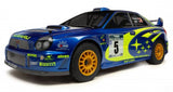 1/8 WR8 Impreza WRC rally car model with powerful brushless motor, 4WD, and durable rally features for epic racing action.