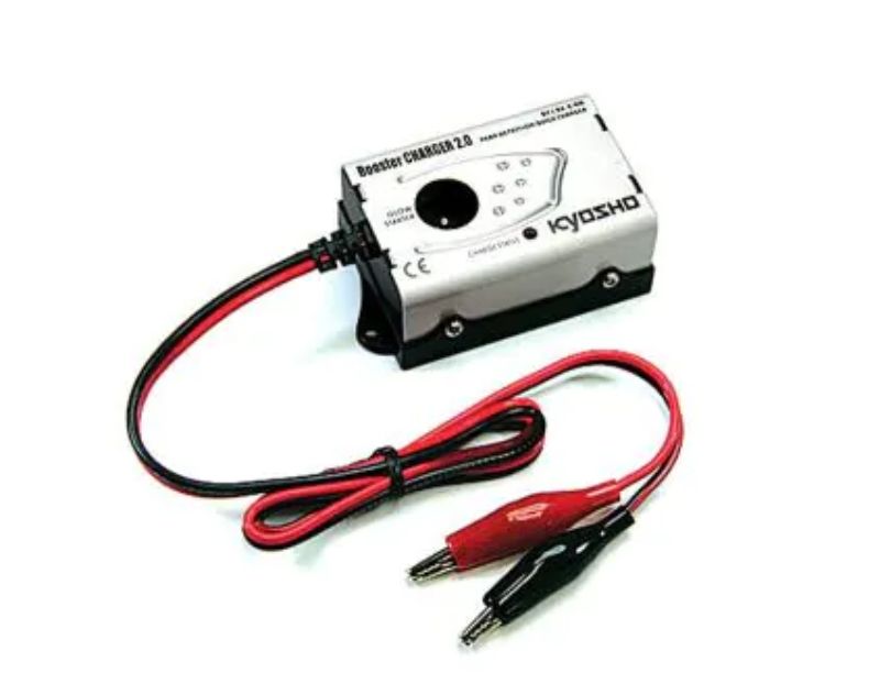 Kyosho Glow Starter Charger Rp.695142, designed for reliable nitro engine starts in RC cars, with durable build and user-friendly design.