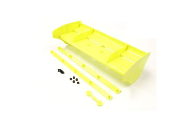 Kyosho MP9 Wing in vibrant Fluro Yellow, designed for enhanced aerodynamics and stability in RC racing.
