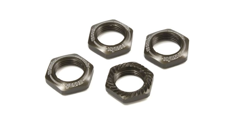 Kyosho Parts - Wheel Nut: Gunmetal Serated(4)