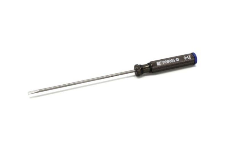 Kyosho 3mm flat screwdriver for RC model assembly, featuring ergonomic handle and durability for precise maintenance.