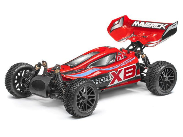 Red painted body for Maverick Strada XB radio control car, made from durable polycarbonate for easy installation.