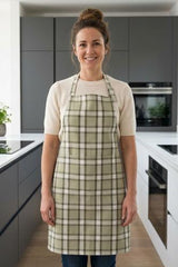 Cotton Kitchen Apron Maison Checks Green 70x85cm - Baksana