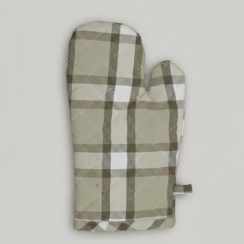 Cotton Oven Glove Maison Checks Green 16x31cm - Baksana