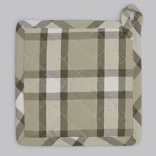 Cotton Pot Holder Maison Checks Green 20x20cm - Baksana