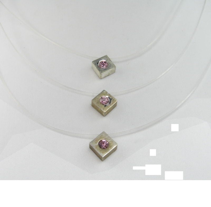 Necklace 3 Str Nylon Square Pend