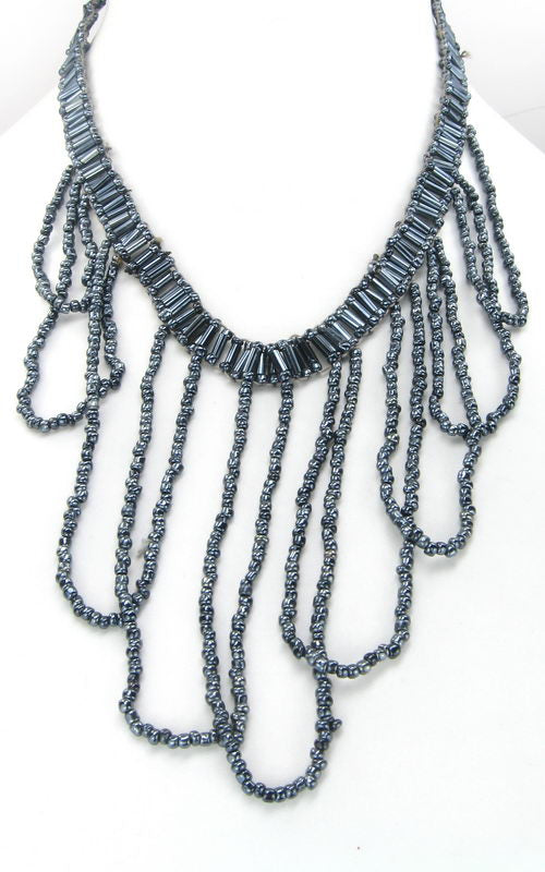 Necklace - Red with Draping Front - Black