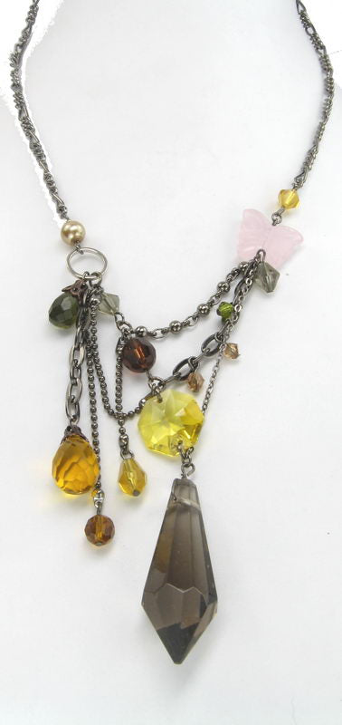 Necklace - Bead & Crystal - Smoke