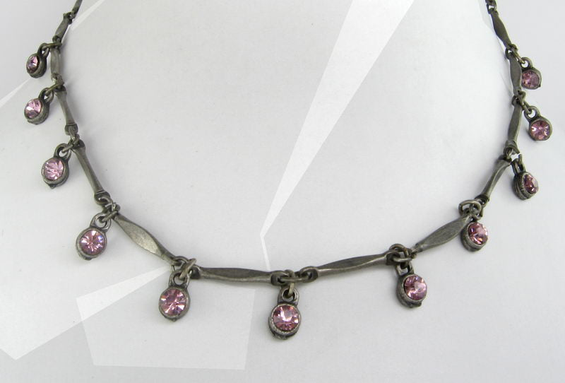 Necklace Silver Imitation Leatherrple Multi Drop