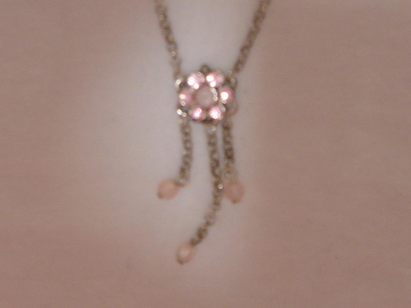 Necklace Pink Diamante Daisy. 3 Drop