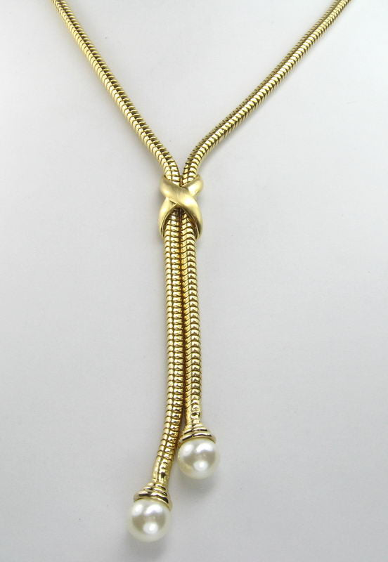 Necklace Snake Chain with Pearl Ends
