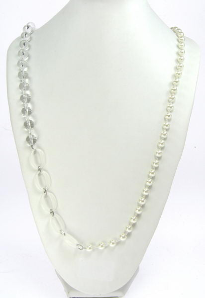 Necklace Pearl Clear Crystal W Opaque