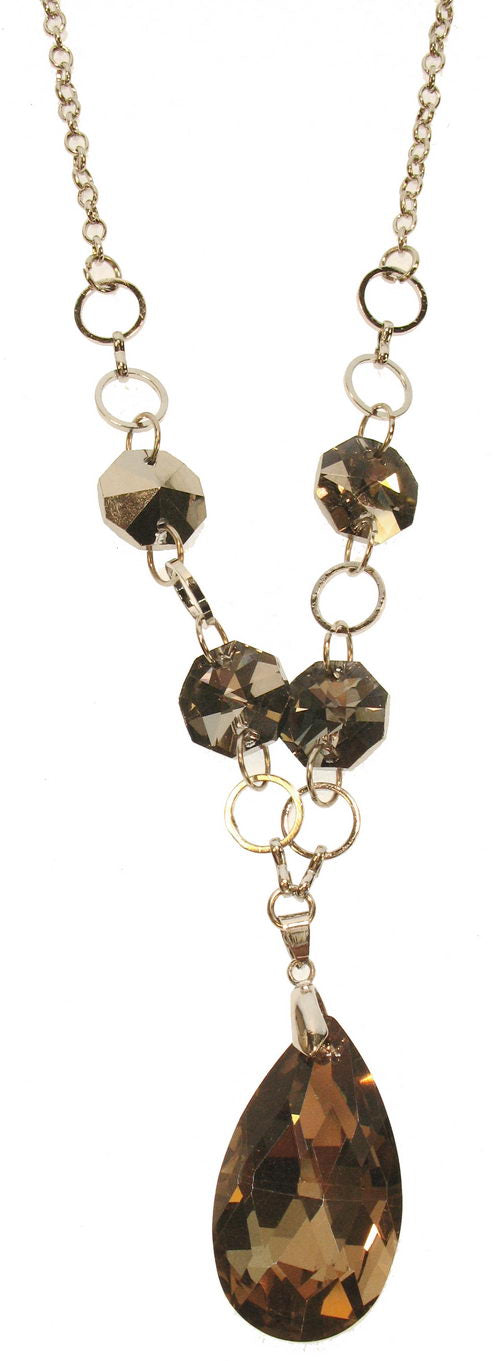 Necklace - Large Crystal Pendant - Topaz