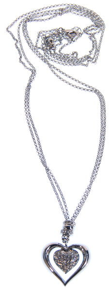 Necklace 26in with Silver Heart