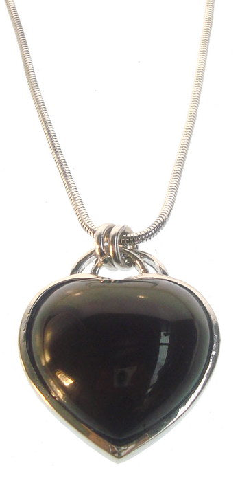 Necklace - Heart Pendant - Black