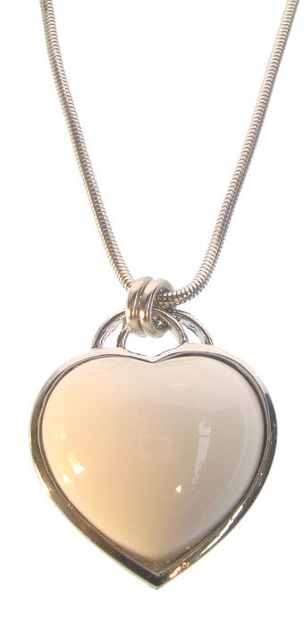 Necklace - Heart Pendant - White