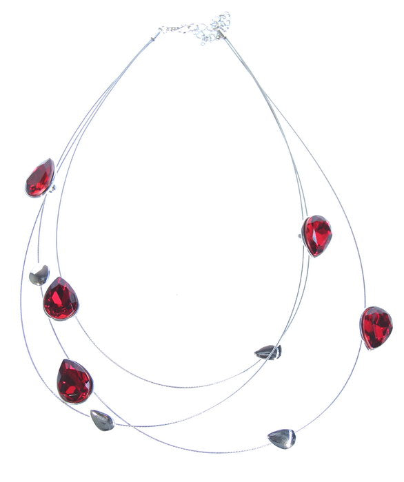 Necklace - Red Floating N/Lace - Red