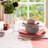 Salmon linen tablecloth by BAKSANA, 160 x 360cm, perfect for enhancing elegant dining experiences.