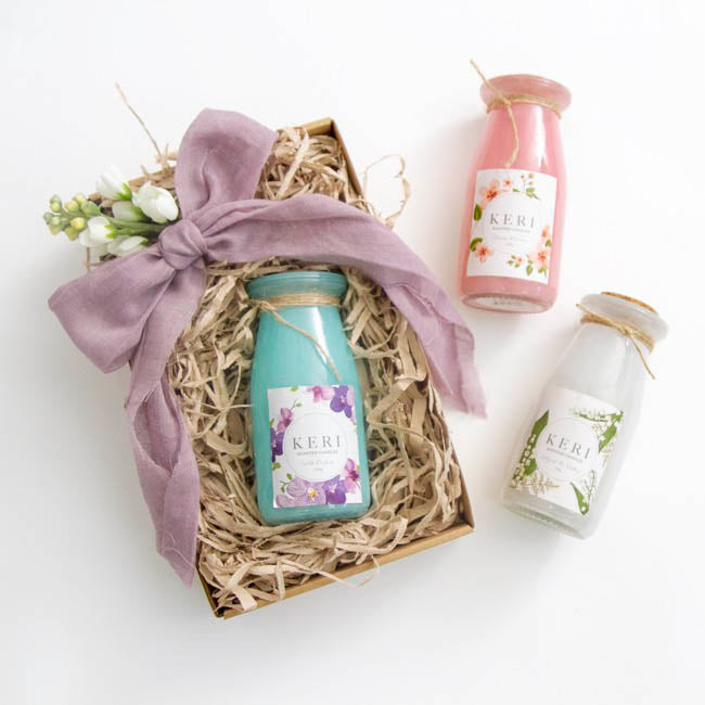 Scented Milk Jar Candle Melody Valley of Lily 90g. Burns up to 14 hours.